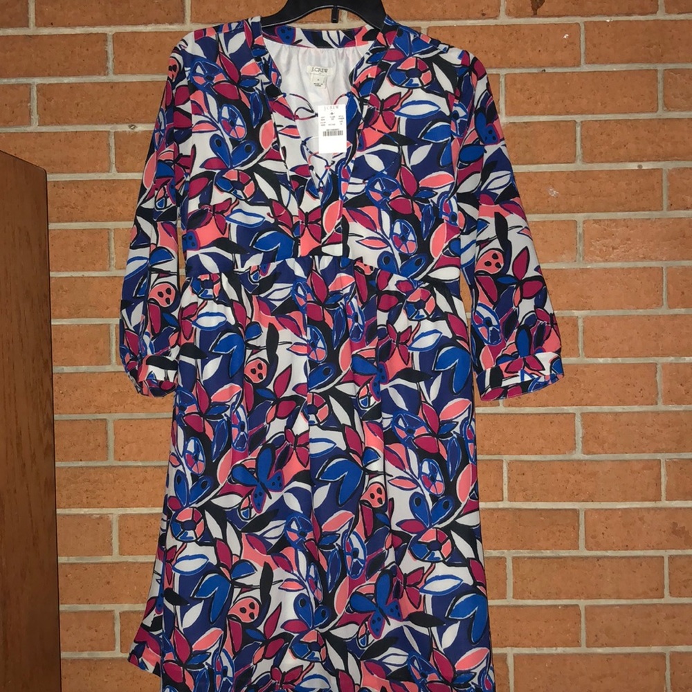 💙J. CREW💙NWT LACE UP PRINT DRESS💙 - Picture 4 of 6